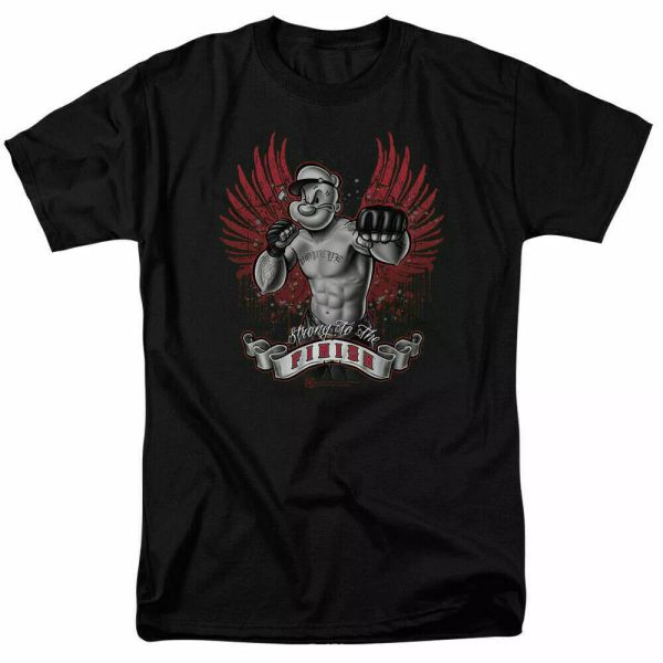 

popeye undefeated t shirt licensed comic book cartoon tee black, White;black