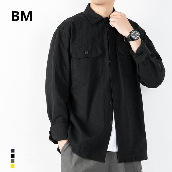 

men's casual shirts japanese streetwear black shirt men clothing korean fashion clothes autumn harajuku coat male long sleeve, White;black