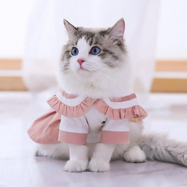 

cat costumes hoopet navy style cuate clothes girl small dog skirt pet clothing summer spring dress puppy