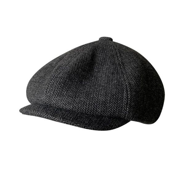 

berets men's vintage brand caps wool sboy hat gray herringbone octagonal women british painters hats autumn winter blm377, Blue;gray