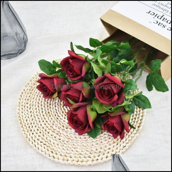 Festliche Party Supplies Gardensingle Stem Rose Model Single-Head Silk Flower Wedding Hall Decoration Home Artificial Decorative Flowers Wre