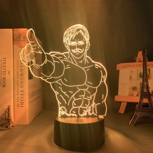 

night lights the seven deadly sins escanor led light for bedroom decor gift nightlight anime 3d lamp