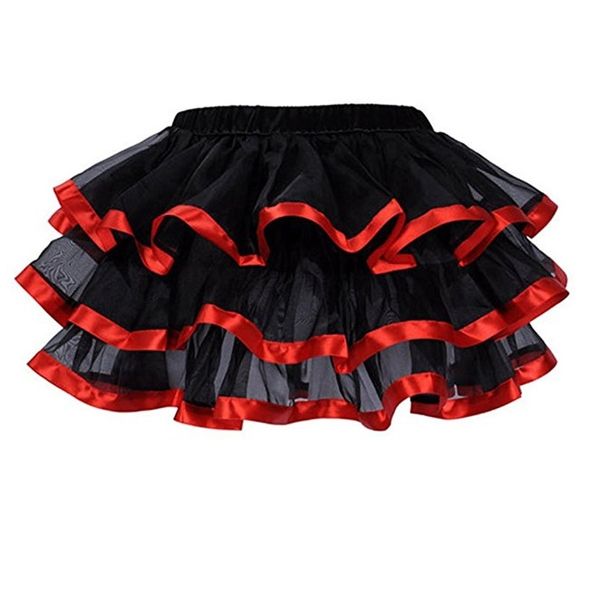 

sapubonva tulle skirts womens tutu skirt faldas saias femininas pleated midi costume corset skirts ladies plus size red, Black