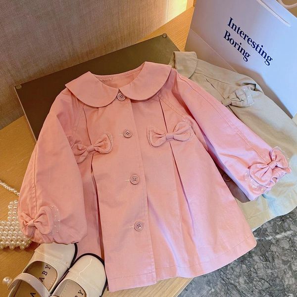 

coat 2021 style girls boys bow autumn cotton fashion full sleeve kids jacket 1-7 years, Blue;gray