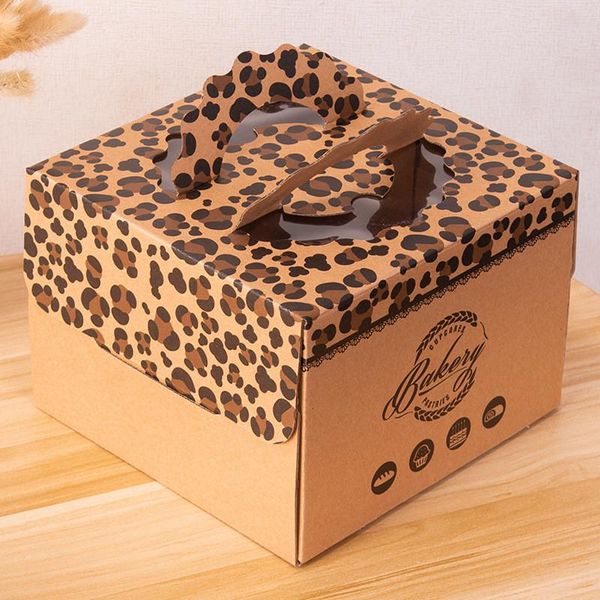 

gift wrap 4/6/8 inches portable birthday cake box leopard paper wedding boxes packaging bakery wrapping for party