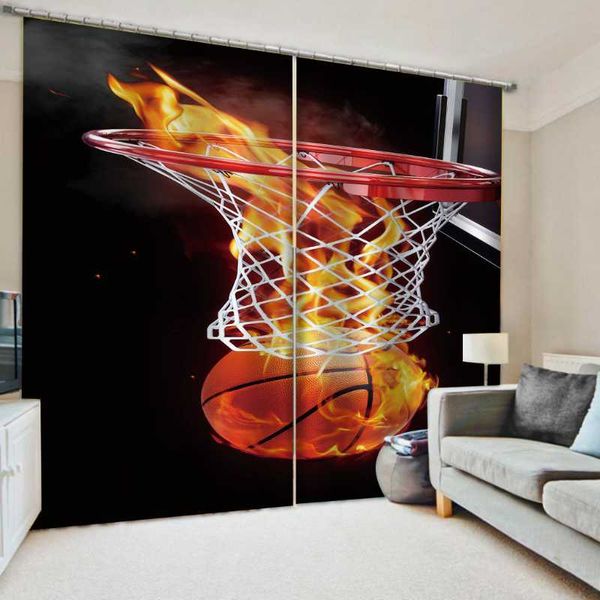 

blackout window curtain printing curtains for living room bedroom creative basketball cortinas & drapes