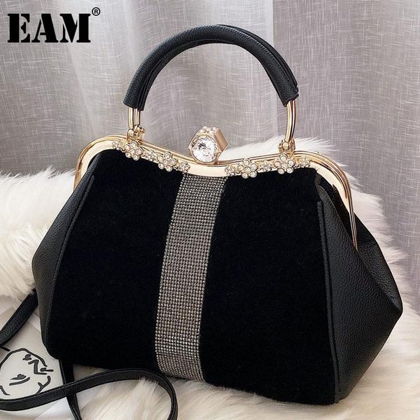 

[eam] women diamonds handbag frame pu leather flap personality all-match crossbody shoulder bag fashion tide 2021 18a2801 bags