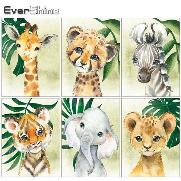

diamond painting evershine leopard mosaic animals elephant embroidery sale rhinestone picture kid room decoration