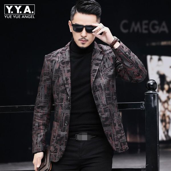 

brand real leather jacket men fashion office single breasted sheepskin blazer casual printed suit plus size 4xl men's suits & blazers, White;black