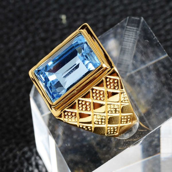 Retro anello maschio in acciaio inossidabile Manhattan College Veterano della scuola color oro per uomo Drop Shipping X0715