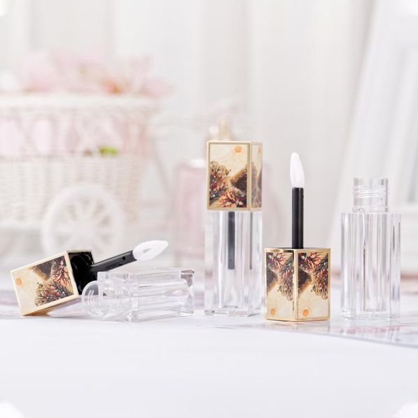 

storage bottles & jars hip 8pcs 4.5ml empty clear lip gloss tube with 3d printing lid slanted wands cosmetic packaging container for di