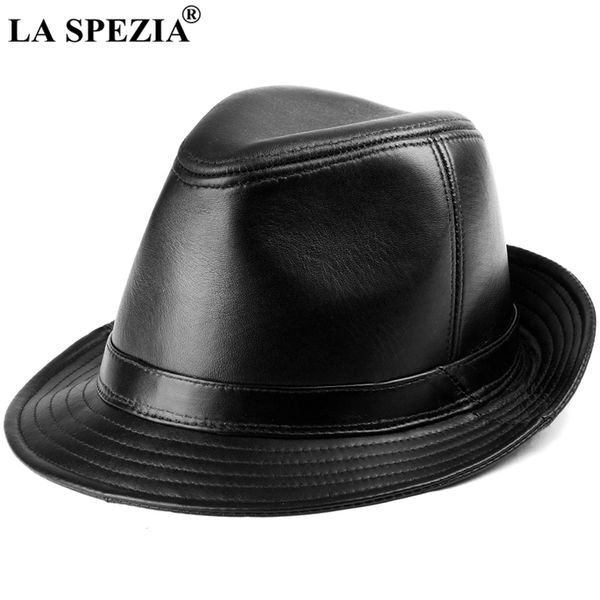 

black fedora hat men genuine leather sheepskin jazz cap autumn winter british casual wide brim hat, Blue;gray