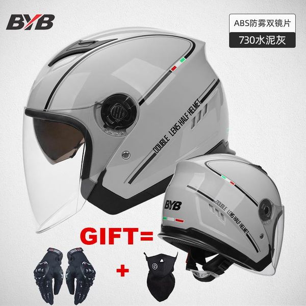 

motorcycle helmets 2 gifts half face helmet dual lens motorbike double visors safety motocross for man dot approved abs