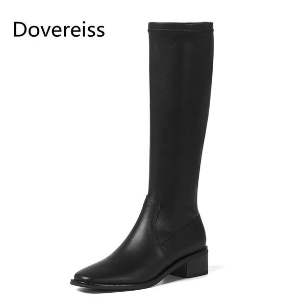 

boots dovereiss fashion women's shoes winter concise brown cowhide zipper clear heels knee high 33-40, Black