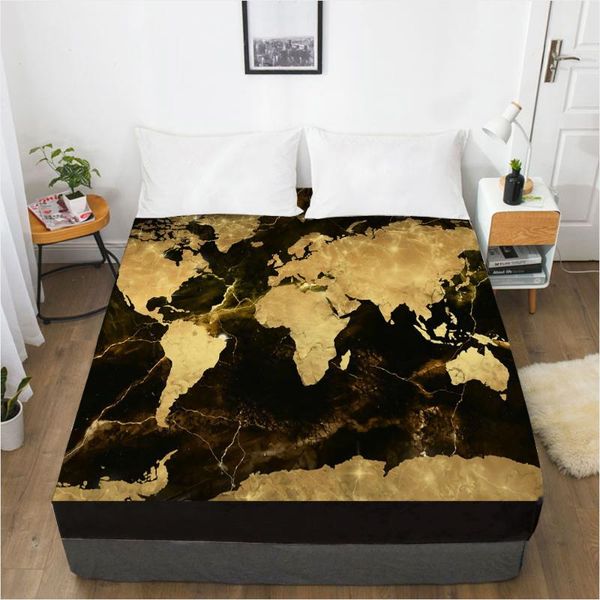 

sheets & sets 3d printed map continental plate soft fitted sheet with elastic band solid bed cover-wrinkle abrasion resistant