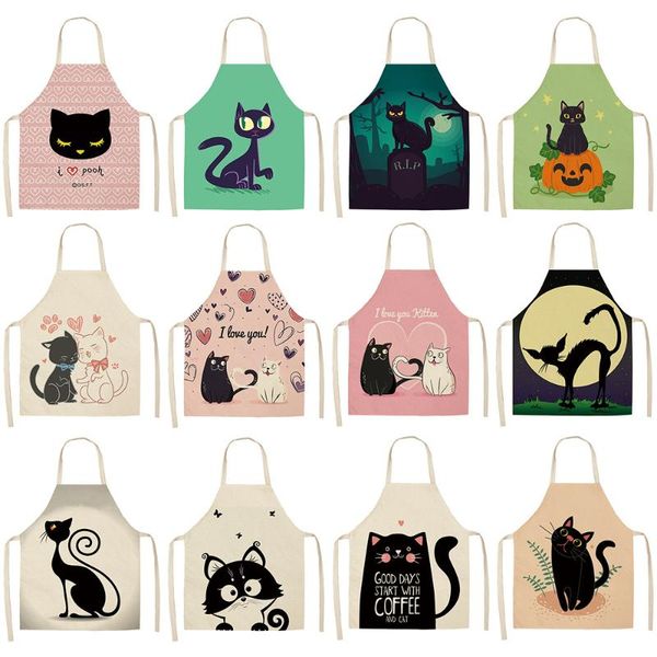 

cartoon cat linen apron ladies baking kitchen cooking men's cafe gadgets aprons