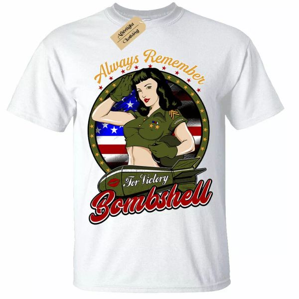 

always remember american bonbon shirt usa girl pin-up man, White;black