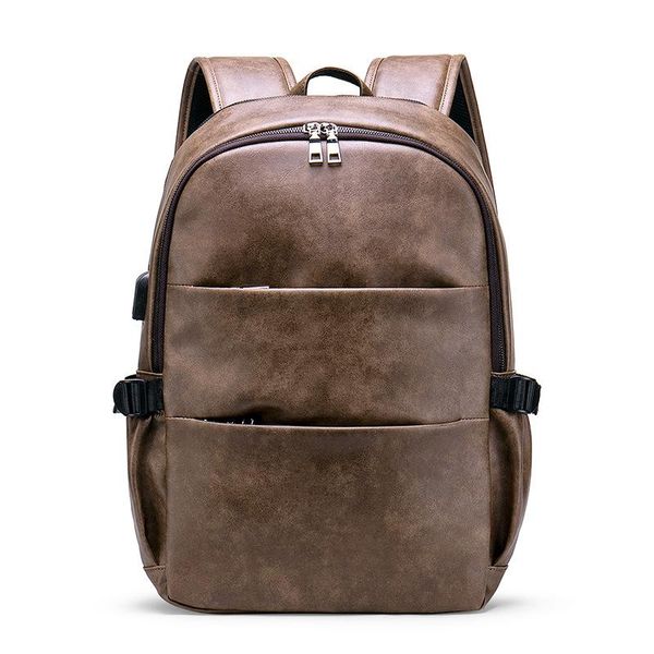 

backpack pu leather fashion classic original men students travel school bags 2021 vintage bag man business