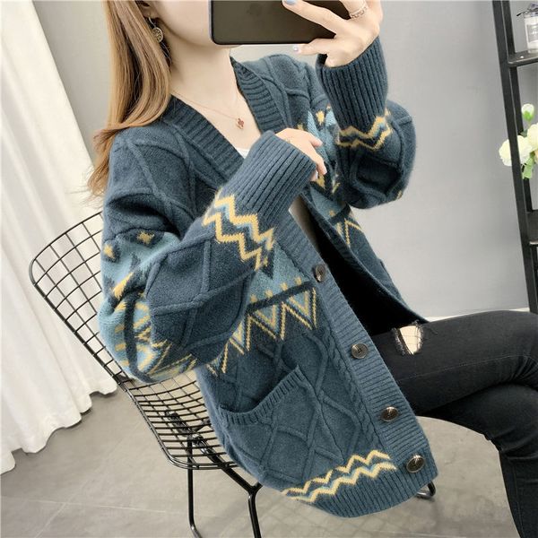 

women's sweaters casual coat loose feminine for autumn and winter 3ga1, White;black