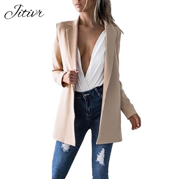 

women's suits & blazers jacket slim solid female blazer long sleeve cotton jackets 2021 casual ol work outfit spring suit costumes for, White;black