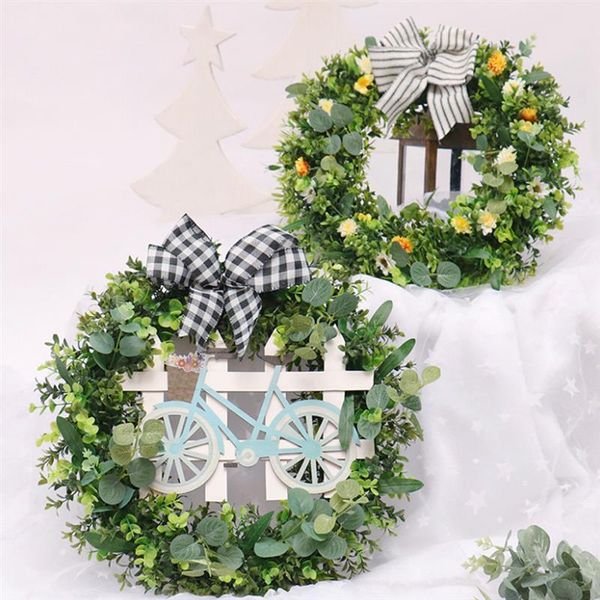 

decorative flowers & wreaths easter wreath eggs decoration rattan artificial flower for home diy crafts door hanging garland party decor