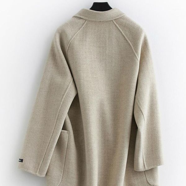 

women's wool & blends womens winter clothing natural jacket korean fashion long coats female autumn spring double breasted coat lpl1306, Black