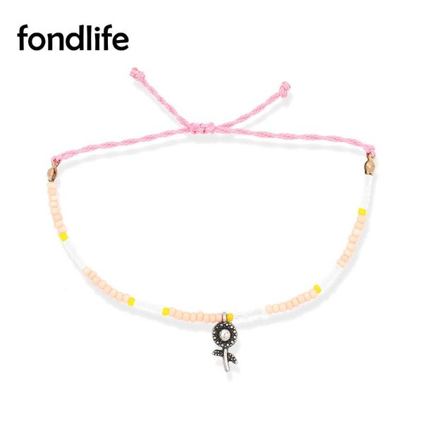 

charm bracelets zinc alloy flower pendant glass seed beads waxed string handmade bracelet women fashion waterproof summer surf jewelry, Golden;silver