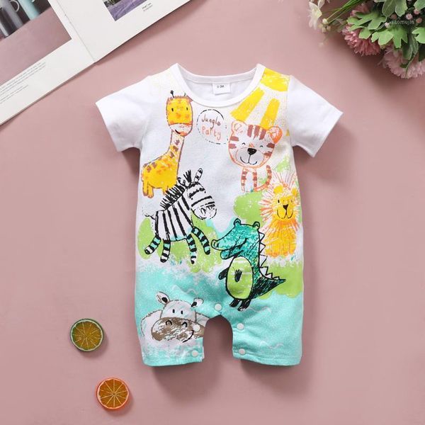 

born infant baby girls boys cartoon animal letter romper jumpsuit outfits 2021 summer short bodysuits for boy clothes jumpsuits, Blue