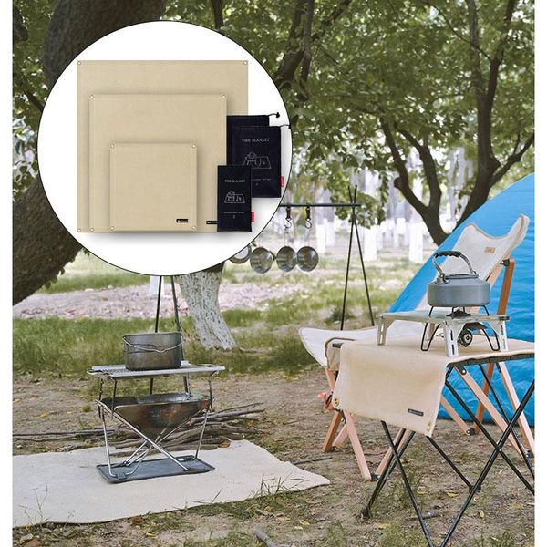 

outdoor pads camping fireproof cloth picnic bbq pad barbecue fire blanket high temperature resistant glass fiber 80x80cm/100x100cm