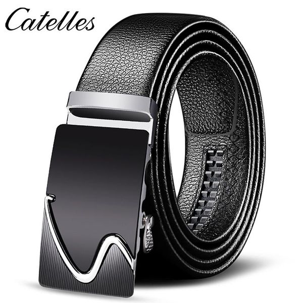 

male cow genuine leather belts for menautomatic buckle strap, Black;brown