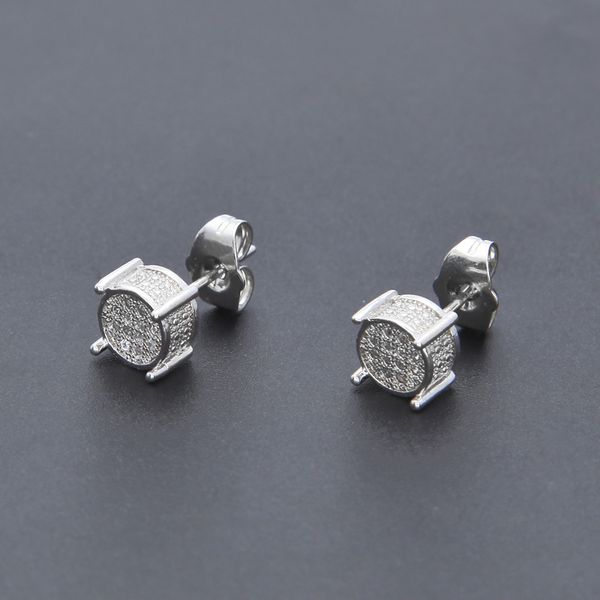 

mens hip hop stud earrings jewelry fashion gold silver zircon round earring for men, Golden;silver