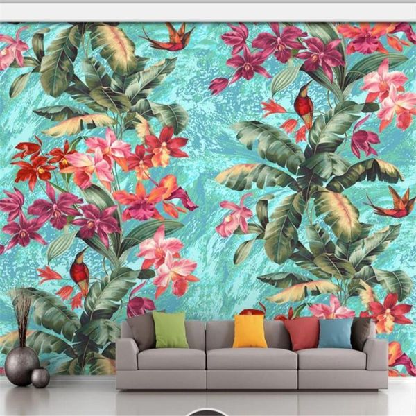 

wallpapers custom 3d wallpaper mural european and american retro tropical plant banana leaf background wall living room bedroom decoration