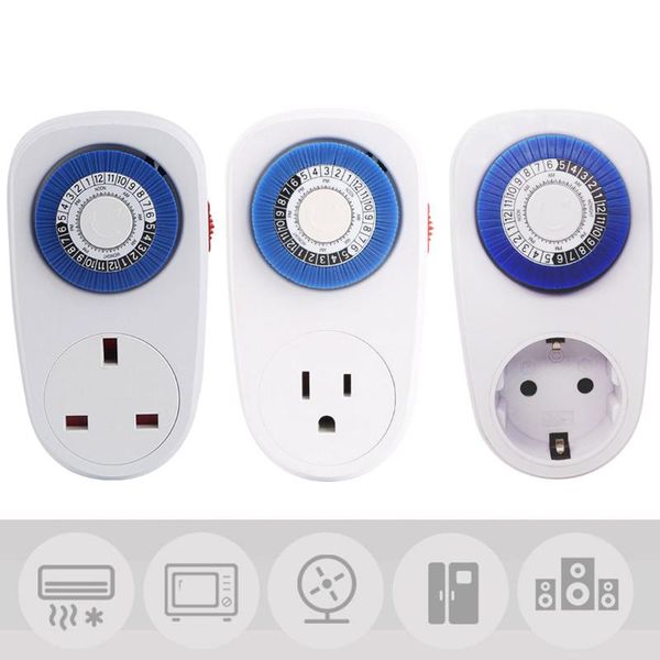 Timer 230V 16A Programmierbarer mechanischer Mini-Timer-Schalter Smart Countdown-Steckdose 24 Stunden Blau