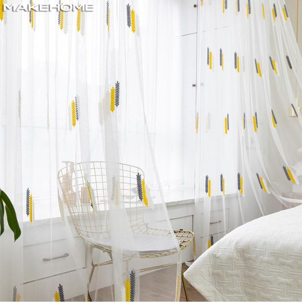 

curtain & drapes makehome multi-color embroidered modern curtains for kids bedroom living room plants elements window blinds voile tulle