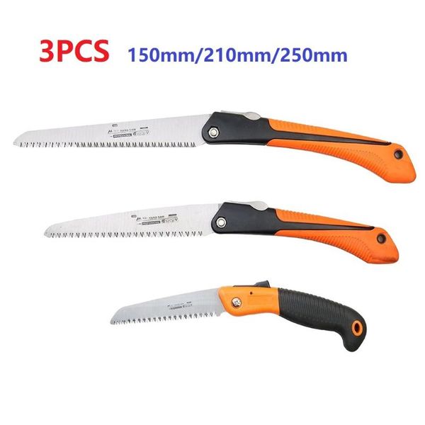 

hand tools 150/210/250mm folding pruning saw 3pcs orange tool kit useful