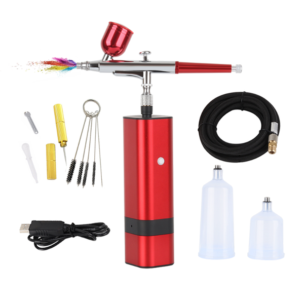 

professional spray guns hhc high pressure mini airbrush kit cup replaceable black red gun for painting barber makeup food decoration tatoo n