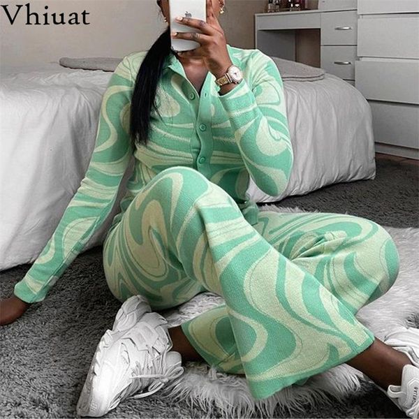 

women's two piece pants vhiuat 2021 autumn y2k tie dye knitted sweatrer pantsuits tracksuit joggers women cardigan and sport trousers, White