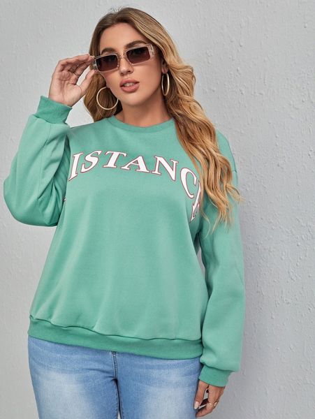 

plus letter graphic drop shoulder sweatshirt l2gd#, Black