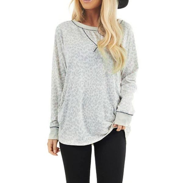 

women's hoodies & sweatshirts oversized hoodie leopard printed long sleeve pullover sweatshirt streetwear round neck autumn blouse lad, Black