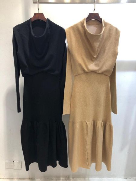 

casual dresses 2021fw autumn women wool knitted luxury sleeves detachable 2 color ddxgz1, Black;gray