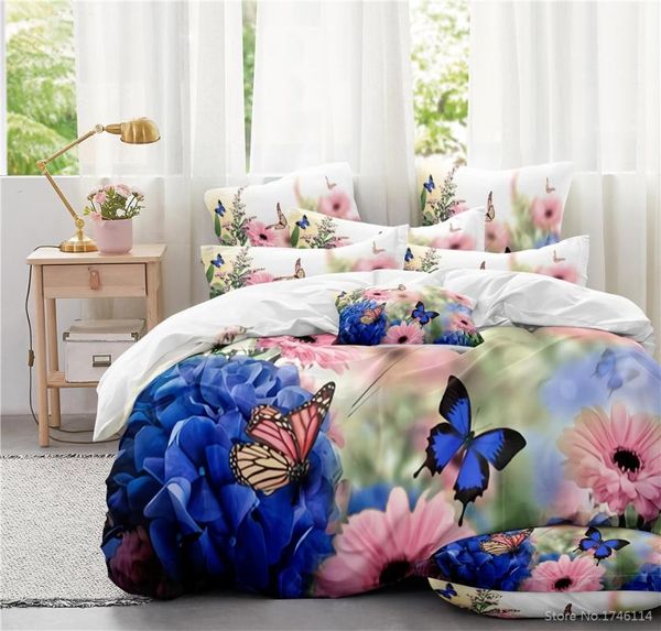 

2/3pcs beautiful butterfly flowers 3d printed comforter cover / duvet set twin full  king size bedding bedclothes sets
