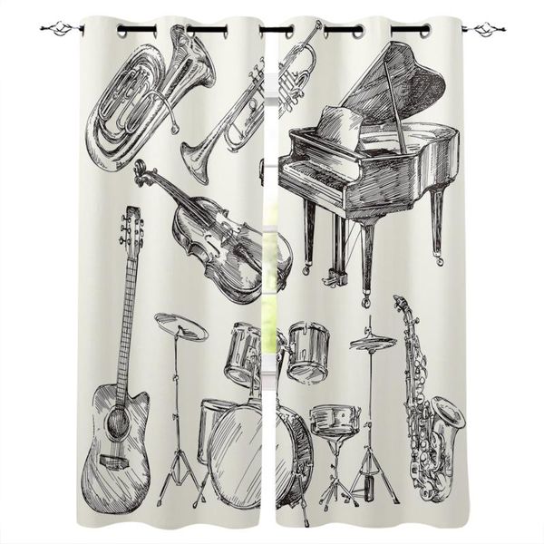 

curtain & drapes instrument piano drum guitar windows curtains for living room bedroom decorative kitchen treatments