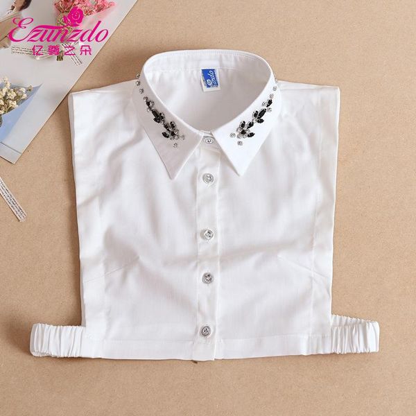 

bow ties female lapel button fake collars for women white handmade beads false sweater decorative blouse detachable collar, Black;gray