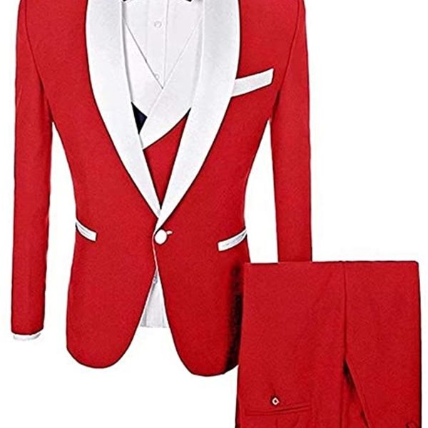 

men's suits & blazers 7 color hombre men's suit three formal reasons business jacket groom lapel ( + vest pants) t2nh, White;black