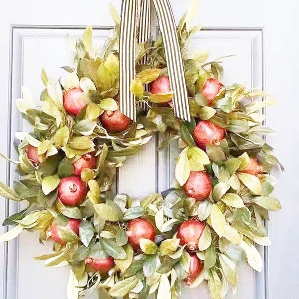 

decorative flowers & wreaths simulation plant garland home door hanging wreath decoration pomegranate on shop window 35-45cm