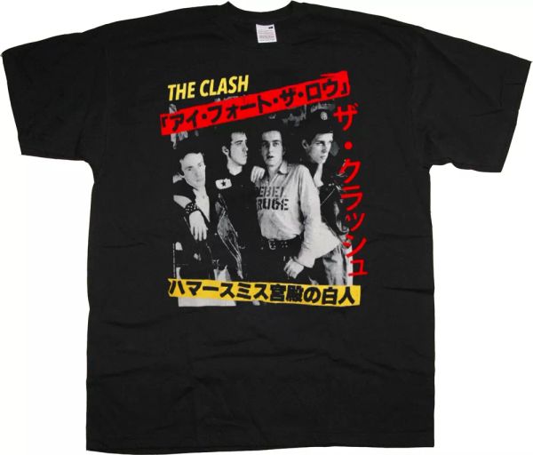 

the clash joe strummer kanji licensed men t-shirt, White;black