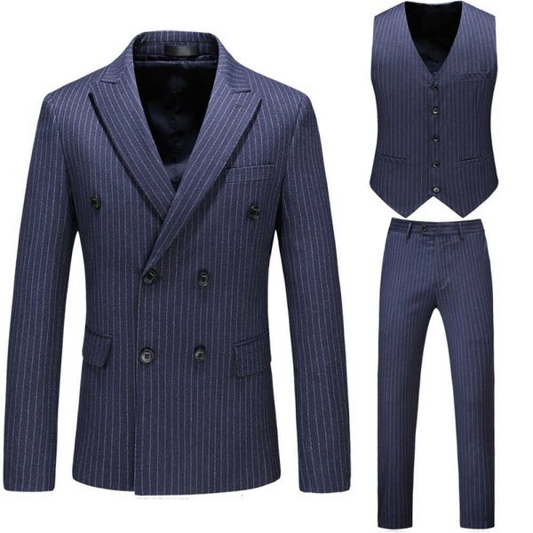 

men's suits & blazers striped large double breasted male suit all fall fashion boutique formal casual business three man parts bwgz, White;black