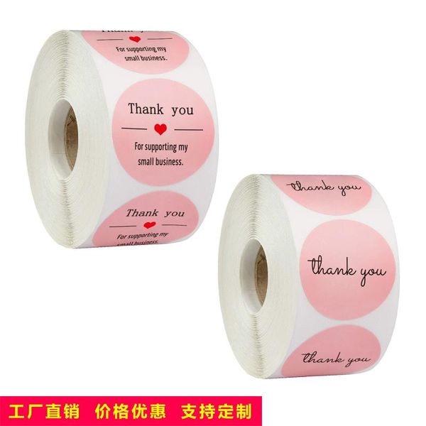 

gift wrap 500 pcs/roll pink thank you sticker label cross-border style roll
