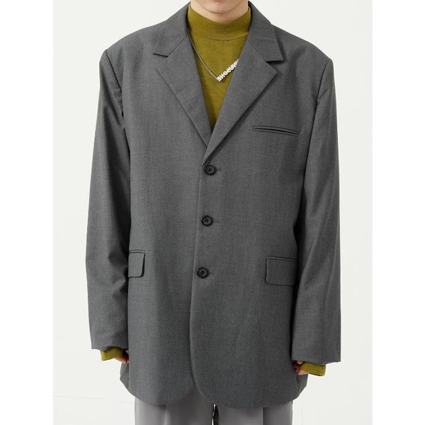 

men's suits & blazers men loose casual oversize suit jacket man streetwear hip hop vintage fashion dress coat blazer male outerwear, White;black