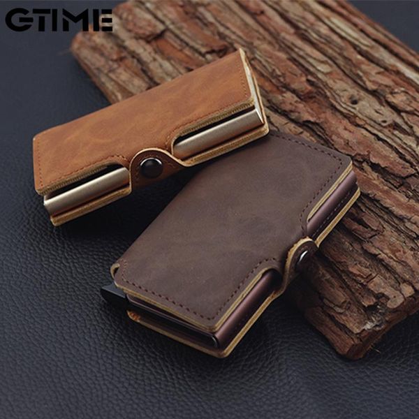 

wallets business holder men multifunction automatic aluminium alloy leather cards case mini wallet slim coin purse#zynwy-332, Red;black